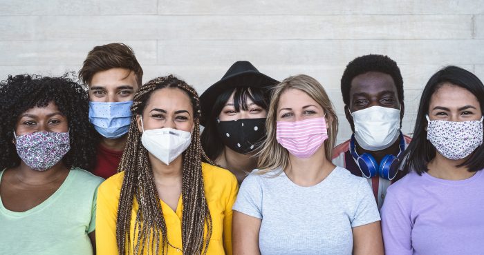 Group of people wearing masks