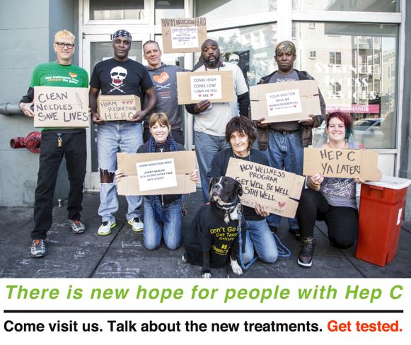 Hep C Poster - group of people holding signs about Hep C