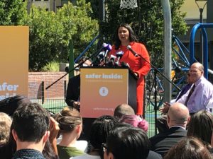 San Francisco Mayor London Breed speaks about overdose prevention sites at a community event (Photo: San Francisco AIDS Foundation)