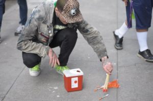 Currently, San Francisco AIDS Foundation staff conduct regular sweeps to pick up improperly discarded syringes. Overdose prevention sites reduce the amount of public injection and the amount of improperly discarded syringes.