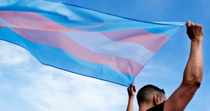 Trans flag waving