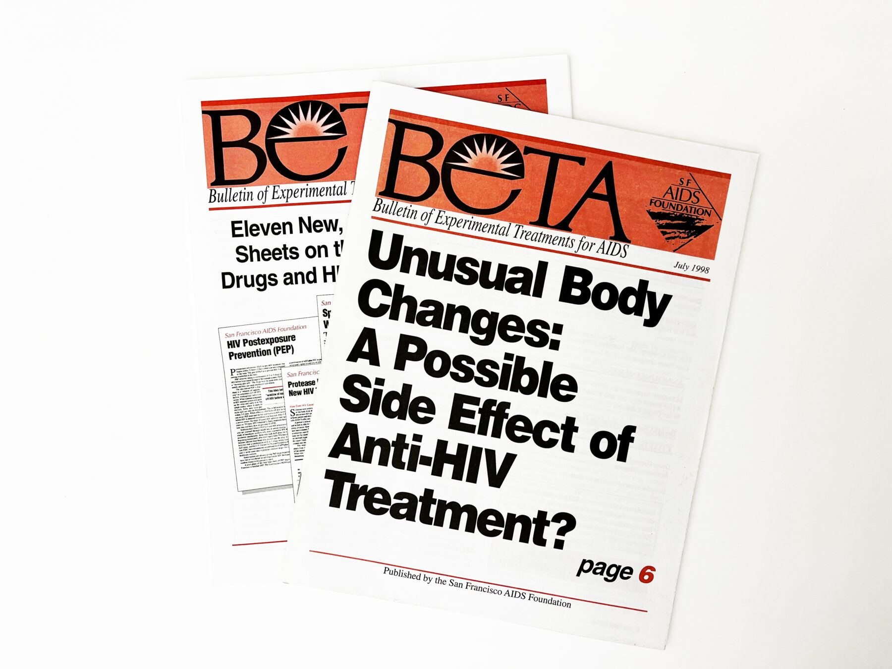 Copies of SFAF's HIV publication, BETA