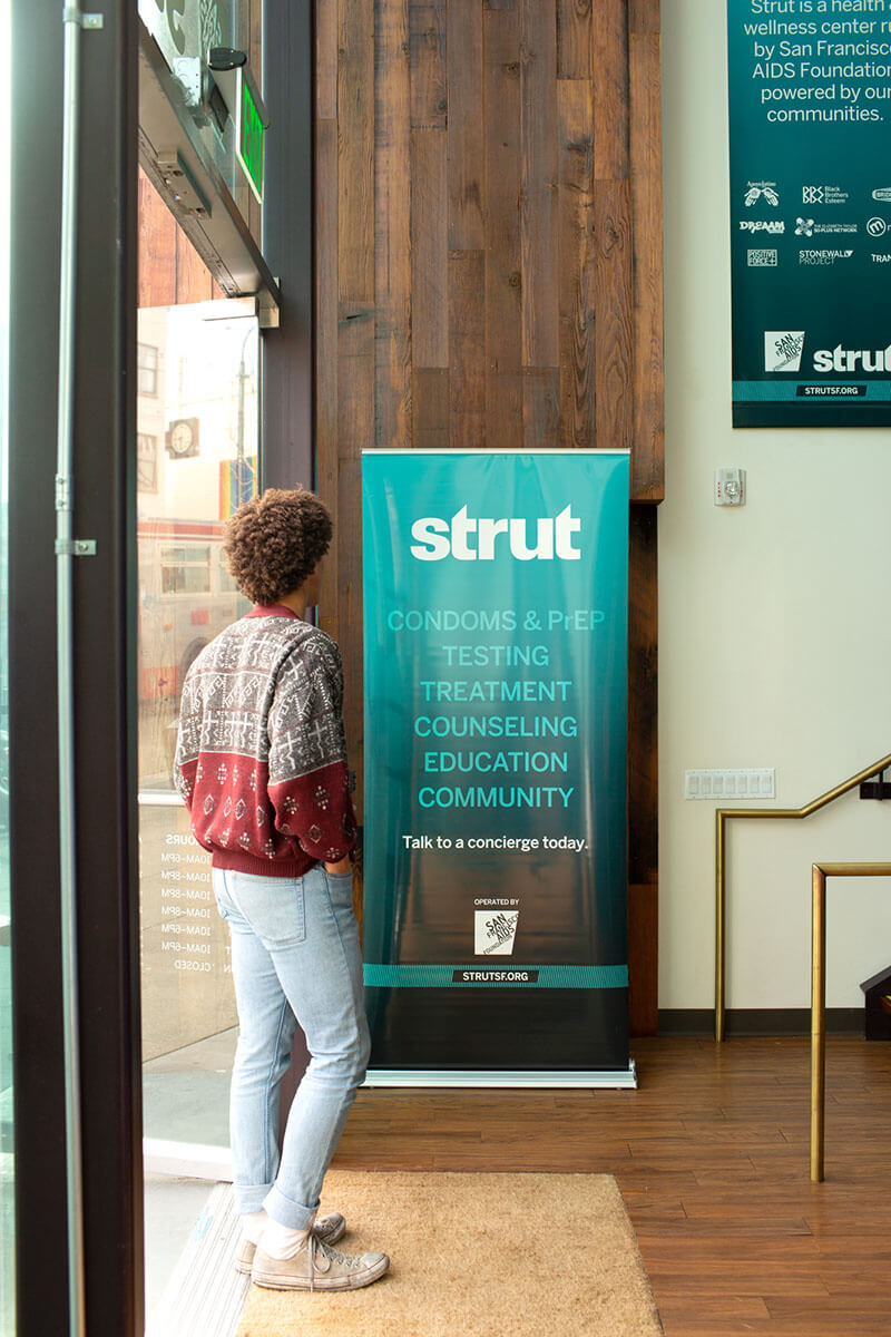 Inside the entrance at Strut.